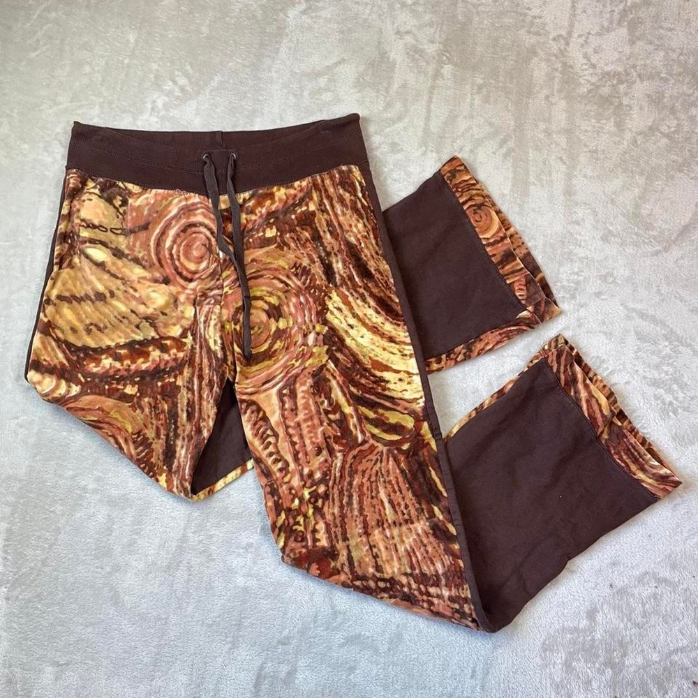 custo style  abstract snail print euro velour flare track pants size M